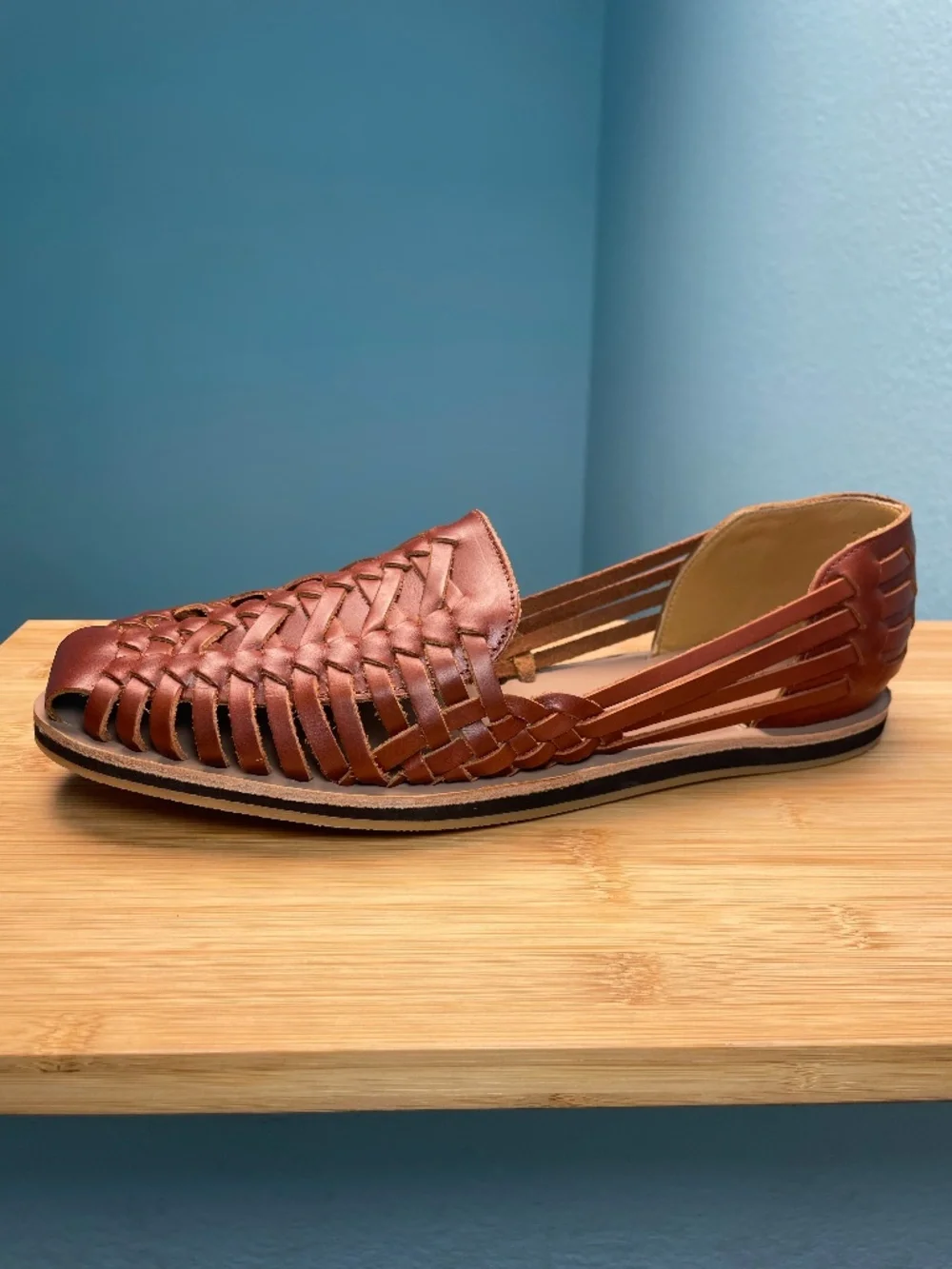 Nisolo Huarache Leather Sandals Men's 11 Brandy Brown Woven New w/ Box Dust Bag